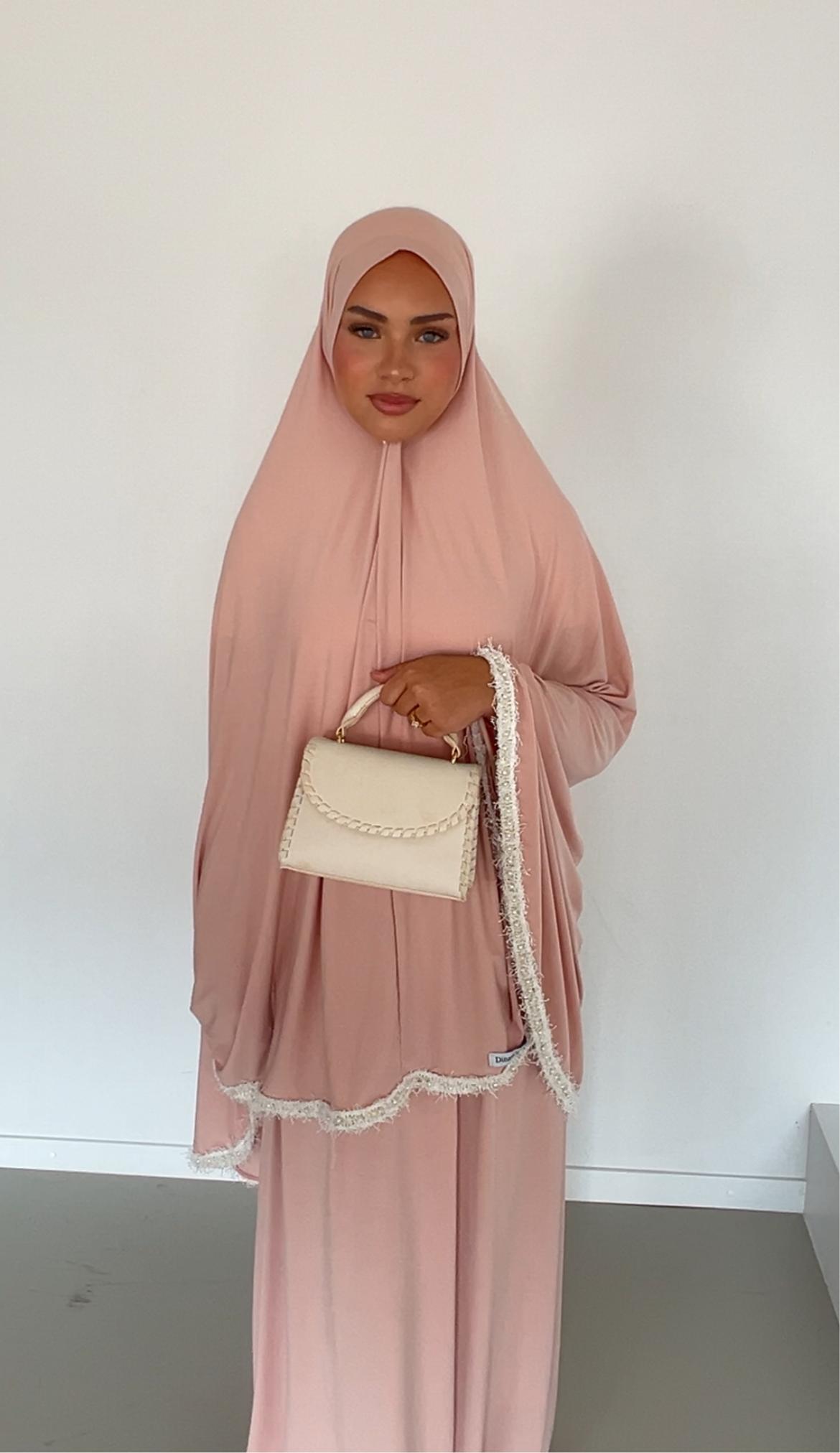 premium jersey pearl khimaar set blush mist