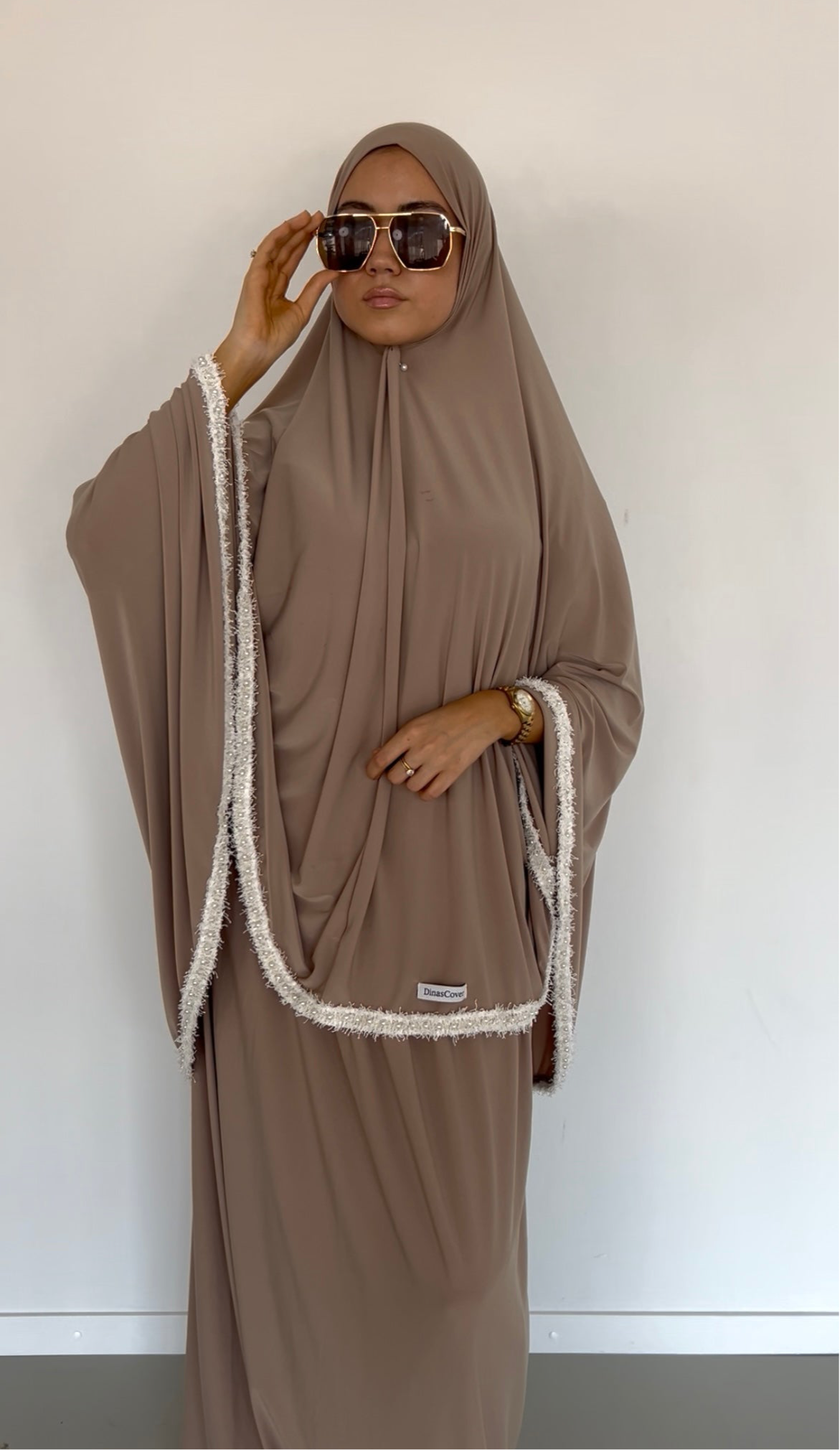 premium jersey pearl khimaar set sand