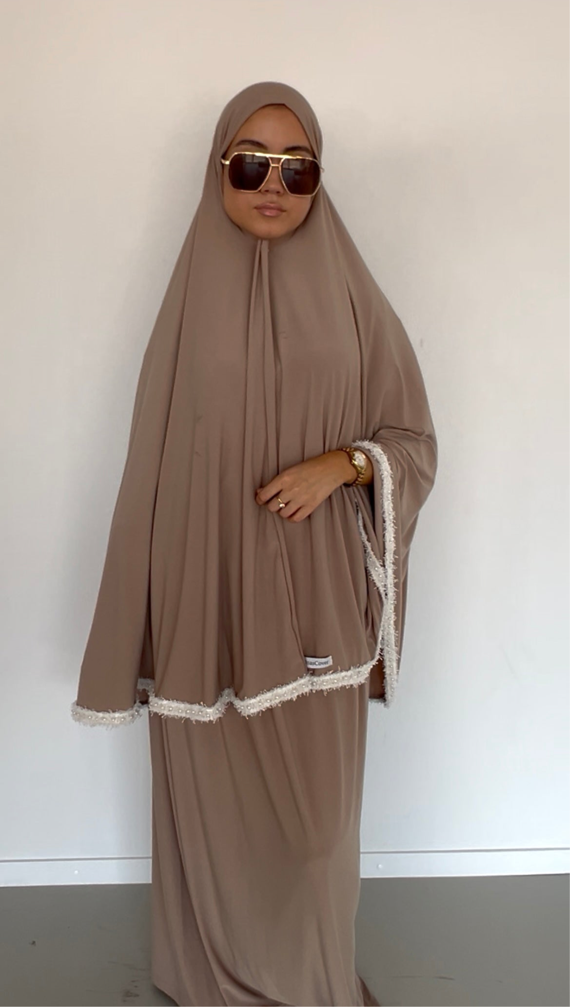 premium jersey pearl khimaar set sand