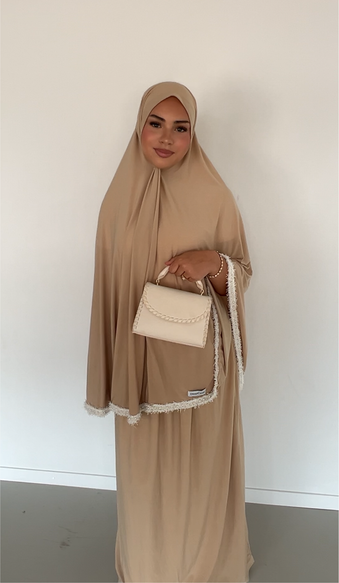 premium jersey pearl khimaar set honey