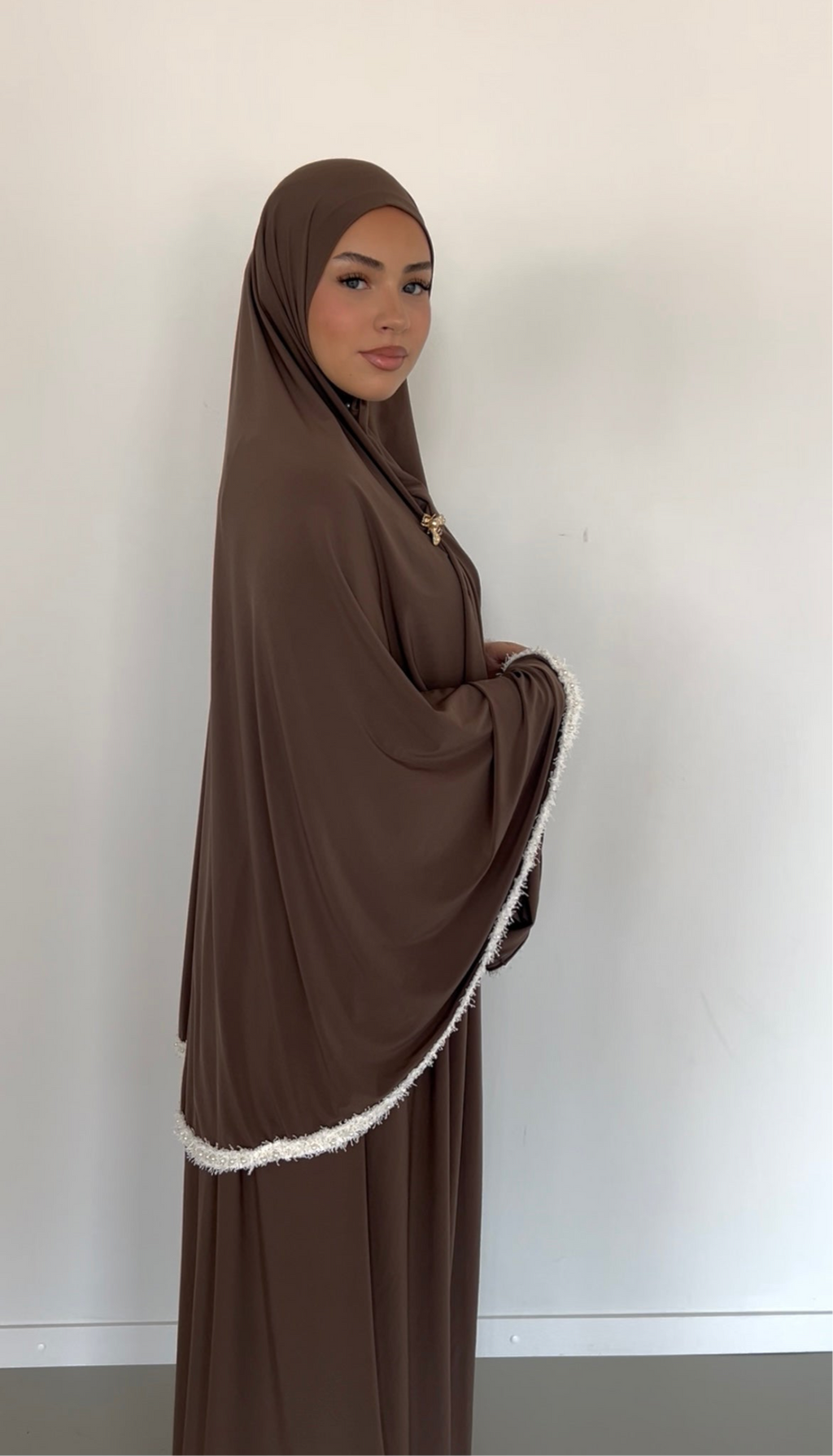 premium jersey pearl khimaar set mocha