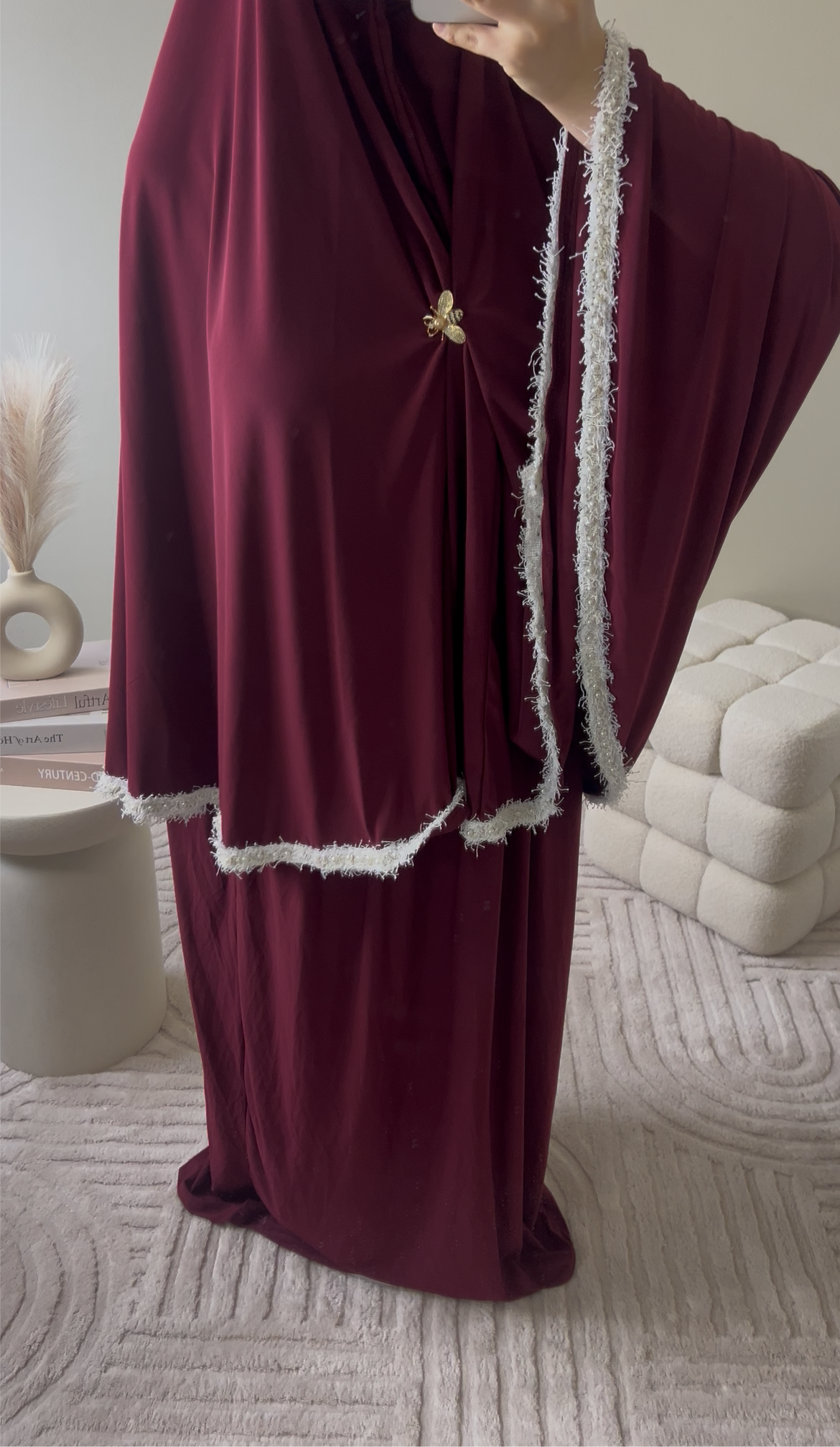 premium jersey pearl khimaar set burgundy