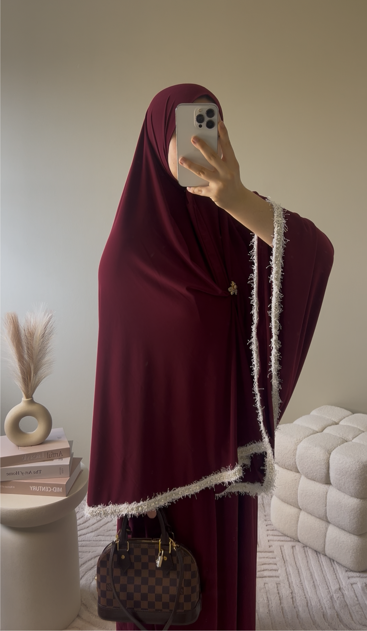 premium jersey pearl khimaar set burgundy