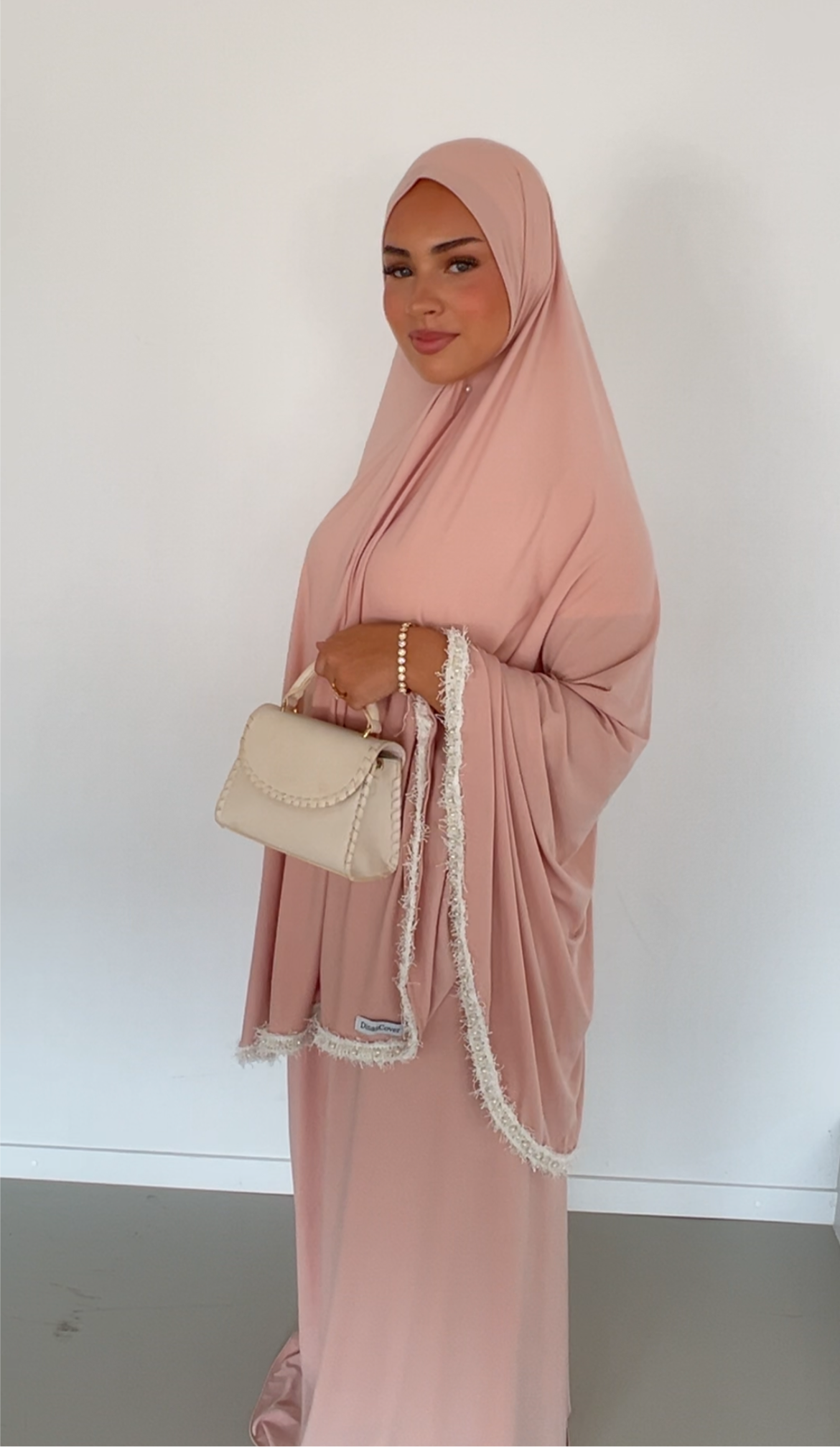 premium jersey pearl khimaar set blush mist