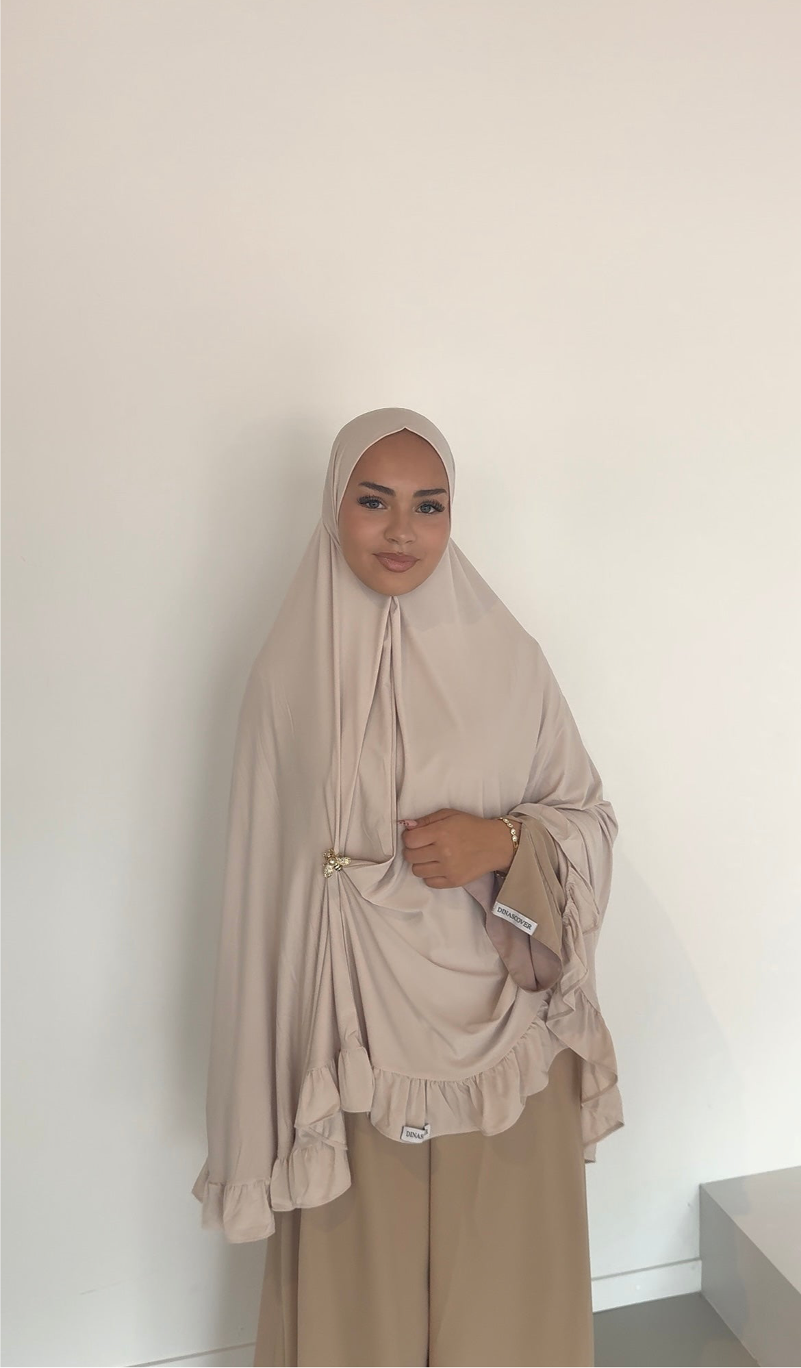 premium jersey ruffle khimaar butter cream